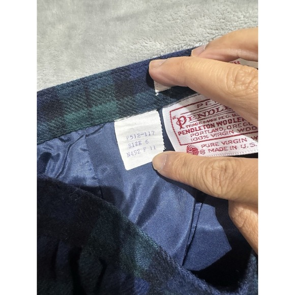 Vintage Pendleton Blackwatch Tartan Skirt Women's Petite 6 Wool‎ Blue Plaid Long - Picture 4 of 7